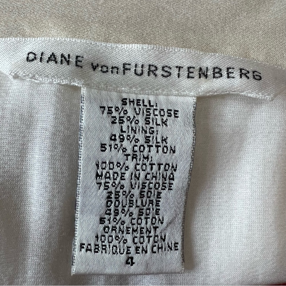 Diane Von Furstenberg Ivory Silk Blend Crepe Scoop Neck Sleeveless Dress Size 4 - Picture 10 of 10